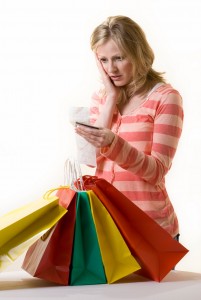 woman worry about shopping bills